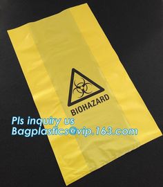 biohazard plastic waste bags clinical disposal bags in yellow color, heavy duty red medical biohazard garbage trash bags supplier