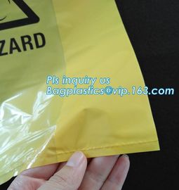 biohazard plastic waste bags clinical disposal bags in yellow color, heavy duty red medical biohazard garbage trash bags supplier