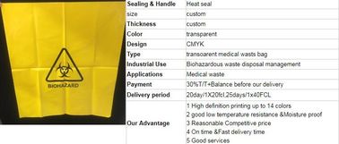 Hospital Biohazard Bag Medical Waste Garbage Bags Infections Linens Waste Bags, Red biohazard linen bag for hospital supplier