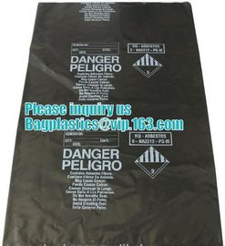 Building industry use plastic LDPE material thick and large reusable asbestos printed bags for garbage, bagplastics, bag supplier