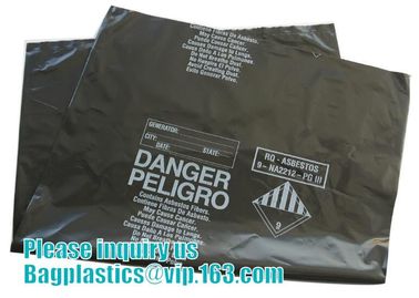 high quality asbestos waste plastic uv black bag from china, heavy duty LDPE yellow asbestos bags, PE asbestos yard wast supplier