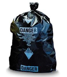 32 x 48 6 Mil Printed Yellow Black Asbestos Bags, factory manufacturing Industrial heavy duty clear plastic asbestos tra supplier