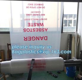 Heavy Duty Custom LDPE Poly plastic waste bags for construction, Disposal Polythene bags For Asbestos Removal bags pac supplier