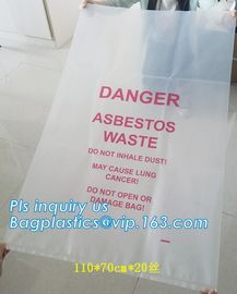 Wholesale large oversize thicker LDPE asbestos remove bags, disposable biohazard garbage bags, asbestos poly bag, bageas supplier