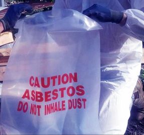 Asbestos Removal, Disposable plastic yellow poly asbestos warning printed burial bags, poly black garbage bag /black asb supplier