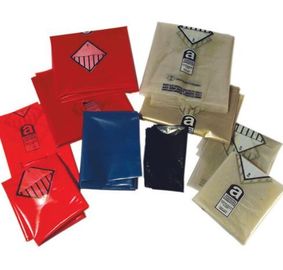 Asbestos Removal, disposable plastic yellow poly asbestos warning printed burial bags, Asbestos clear plastic packing ju supplier