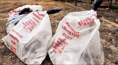 Asbestos Removal, Disposable plastic yellow poly asbestos warning printed burial bags, poly black garbage bag /black asb supplier