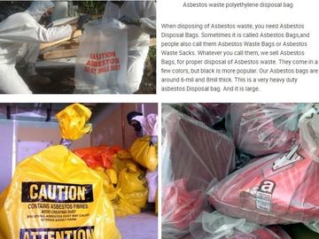 polyethylene disposal asbestos bag 33&quot; X 50&quot; X 6mil, Asbestos waste polyethylene disposal bag, Disposal Plastic Bag for supplier