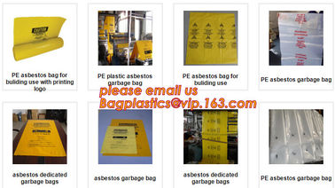 Yellow Asbestos Disposal Removal and Burial Bags, manufacturer supply Customize yellow color plastic Bag for packing asb supplier