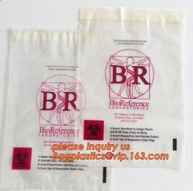 Laboratory Medical biohazard lab plastic specimen transport bag with double pouches, embossed reclosable biohazard speci supplier