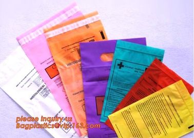 Medical packing k sealing plastic biohazard specimen bag customized pouch, Disposable plastic medical waste specim supplier