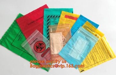 Medical packing k sealing plastic biohazard specimen bag customized pouch, Disposable plastic medical waste specim supplier