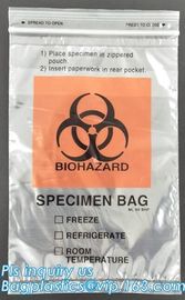 8&quot;*10&quot; BIOHAZARD PRINTED SPECIMEN BAGS with tear off line, 3-wall Biohazard Specimen Bags, Laboratory Specimen Transport supplier