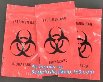 8&quot;*10&quot; BIOHAZARD PRINTED SPECIMEN BAGS with tear off line, 3-wall Biohazard Specimen Bags, Laboratory Specimen Transport supplier