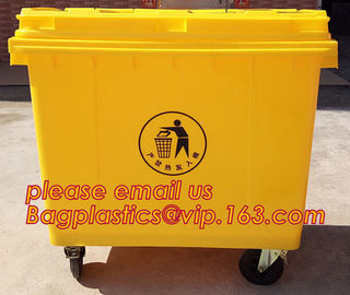 120l Plastic trash can plastic waste container plastic industrial bin, 1100L large plastic garbage trash bin, wheel bin supplier