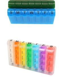 Customized logo Hot sales colorful plastic pill box,7 day pill box,192g vitamin box 9.5*6*3.5cm, Round Pill Box with Mir supplier