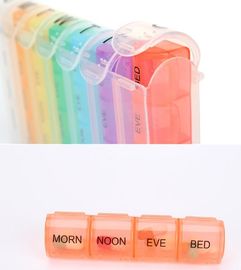 Customized logo Hot sales colorful plastic pill box,7 day pill box,192g vitamin box 9.5*6*3.5cm, Round Pill Box with Mir supplier