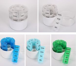 Premium clear plastic weekly pill holder one grid each day with pill splitter, one week 4case plastic pill container pil supplier