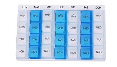 28 compartment one weekly plastic pill container, Fancy 7 day clear plastic detachable drugs box 4 doses daily, PILL supplier