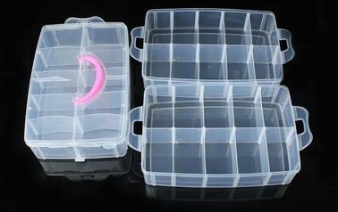 Adjustable 15 Compartment Plastic Clear Storage Box For Jewelry Earring Tool Container, odorlessness plastic storage box supplier