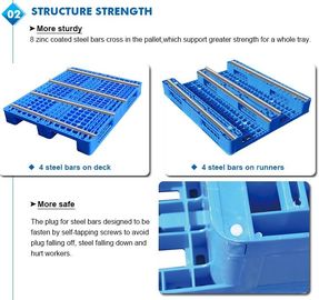 100% Virgin HDPE wear-resistant anti-slip stackable plastic pallet, China Manufacturer accept custom standard stacking p supplier