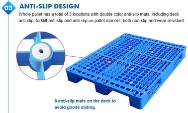 100% Virgin HDPE wear-resistant anti-slip stackable plastic pallet, China Manufacturer accept custom standard stacking p supplier