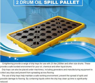 Detachable plastic 4 drum oil spill pallet, 1300*660*150 mm 2 drum spill containment pallet, Nestable 2 drum spill conta supplier