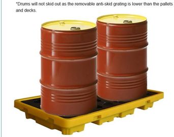 Detachable plastic 4 drum oil spill pallet, 1300*660*150 mm 2 drum spill containment pallet, Nestable 2 drum spill conta supplier