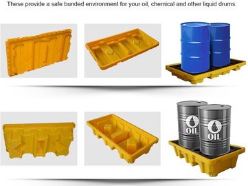 Detachable plastic 4 drum oil spill pallet, 1300*660*150 mm 2 drum spill containment pallet, Nestable 2 drum spill conta supplier