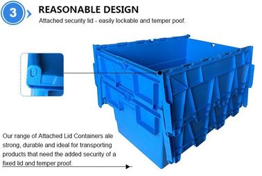 Heavy duty stackable attached lid turnover box, Stackable and nestable plastic shipping tote box for storage or moving supplier