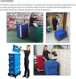 Heavy duty stackable attached lid turnover box, Stackable and nestable plastic shipping tote box for storage or moving supplier