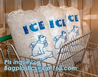 High quality packaging pouch LDPE ice cube plastic bag, Manufacturer plastic disposable drawstring bag for storage ice c supplier