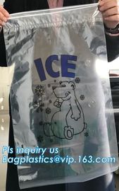 China Suppliers LDPE Very Strong Plastic Ice Bag With Drawstring, leakproof ice cooler bag, heavy duty plastic ice bag w supplier