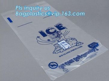 ECO FRIENDLY ICE PACK BAGS, ECO GREEN PACKAGING, BIO ICE BAG, disposable drawstring top crystal clear ice plastic bag, supplier