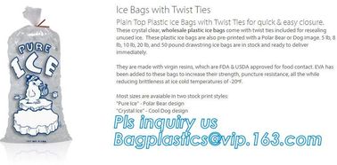 BIO-DEGRADABLE, Commercial Ice Bags, Poly Ice Bags, Metallocene Bags, Plastic Twist Tie Ice Bags, Customized Retail Ice supplier