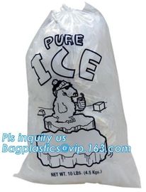 COMPOSTABLE customized ice bag with drawstring, Food Industrial Use Plastic Wicket Ice Bag, ice bag on roll, Ice Bags wi supplier