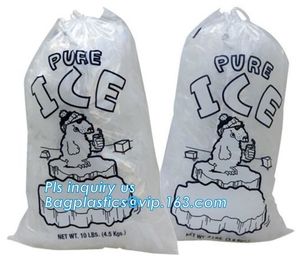 COMPOSTABLE customized ice bag with drawstring, Food Industrial Use Plastic Wicket Ice Bag, ice bag on roll, Ice Bags wi supplier