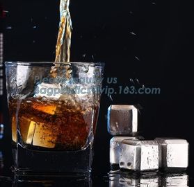 Square Shape Ice wine stone ice cubes for wisky bar accessories, Gift box Customized Stainless Steel Whiskey Stones ICE supplier