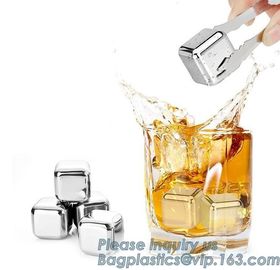 Square Shape Ice wine stone ice cubes for wisky bar accessories, Gift box Customized Stainless Steel Whiskey Stones ICE supplier