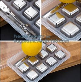 Free Stainless Steel Ice Cube Dice Ice Cube Whisky Stone, New Stainless steel ice cubes Square shape whiskey stone, pac supplier