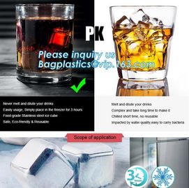 4pcs/set plastic box ice cube chilling stone set, FDA LFGB Stainless Steel Ice Cube Whisky Stone bar accessories, bageas supplier