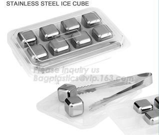 Square Shape Ice wine stone ice cubes for wisky bar accessories, Gift box Customized Stainless Steel Whiskey Stones ICE supplier