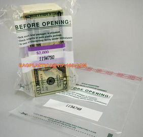 Plastic Money/Evidence Security Envelopes Cash Deposit Seal Bags, Bank Industrial Use cash security deposit bags, bageas supplier