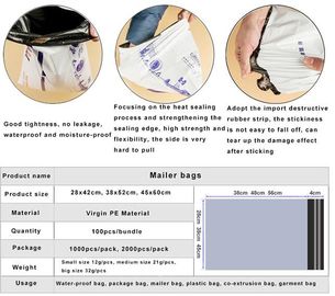 Tear Resistant Custom Unique Design Pe/Poly Ethylene Heavy Duty Poly Mailer Bag With Die-cut Handle, Mailers Self-Sealin supplier