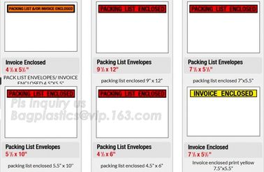 Printed adhesive PAKLIST waterproof packing list enclosed envelopes for Receipt Slips, printed adhesive packing list env supplier