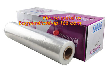 Keep Fresh PE food wrap plastic Cling film wrap jumbo roll, LLDPE power stretch wrap film food wrap stretch film, bageas supplier