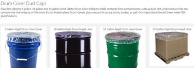 Drum cover dust caps, round bottom drum liners, drum cap sheets, poly disc lid liners, 5 gallon, 15 gallon, 30 gallon, 5 supplier