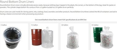 Drum cover dust caps, round bottom drum liners, drum cap sheets, poly disc lid liners, 5 gallon, 15 gallon, 30 gallon, 5 supplier