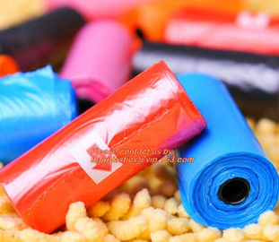 Custom color pet poop bags bone shape dispenser dog waste bag, Biodegradable doggie poop waste bags, 300bags/roll Tie to supplier