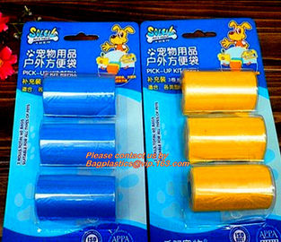 Custom color pet poop bags bone shape dispenser dog waste bag, Biodegradable doggie poop waste bags, 300bags/roll Tie to supplier